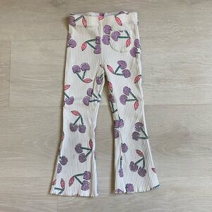 Zara Kids Purple Cherry Ribbed Flare Leggings Pants Girls 3T